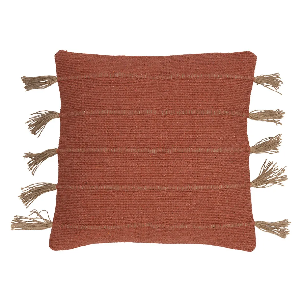 Housse de coussin en coton et jute terracotta 45x45cm - Kolore