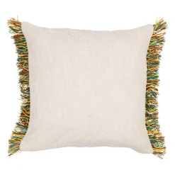 Housse de coussin en coton et jute vert et écru 45x45cm - Patchuca