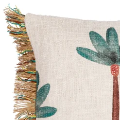 Housse de coussin en coton et jute vert et écru 45x45cm - Patchuca