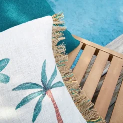 Housse de coussin en coton et jute vert et écru 45x45cm - Patchuca