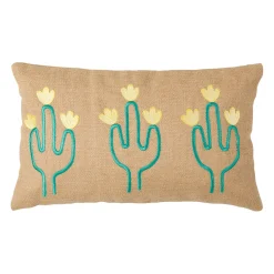 Housse de coussin en jute naturel et coton vert 50x30cm - Patchuca