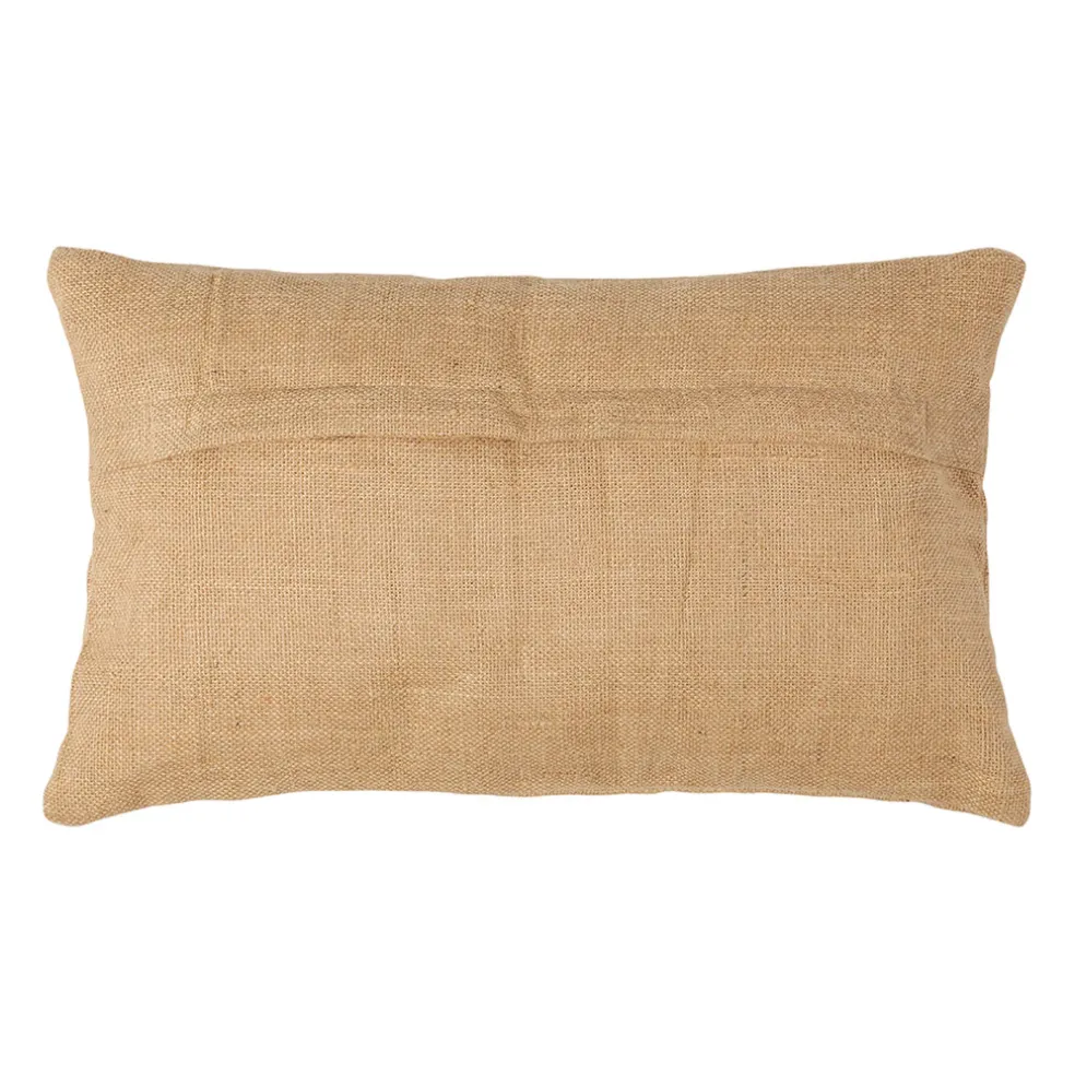 Housse de coussin en jute naturel et coton vert 50x30cm - Patchuca