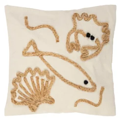 Housse de coussin en jute naturel et coton écru 45x45cm - Eté A La Mer