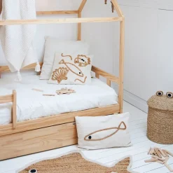 Housse de coussin en jute naturel et coton écru 45x45cm - Eté A La Mer