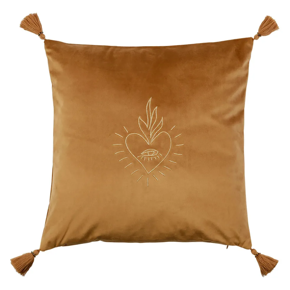 Housse de coussin en velours marron 45x45cm - Tulum
