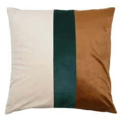 Housse de coussin en velours émeraude et camel 45x45cm - Mocoa