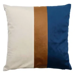 Housse de coussin en velours bleu et camel 45x45cm - Mocoa
