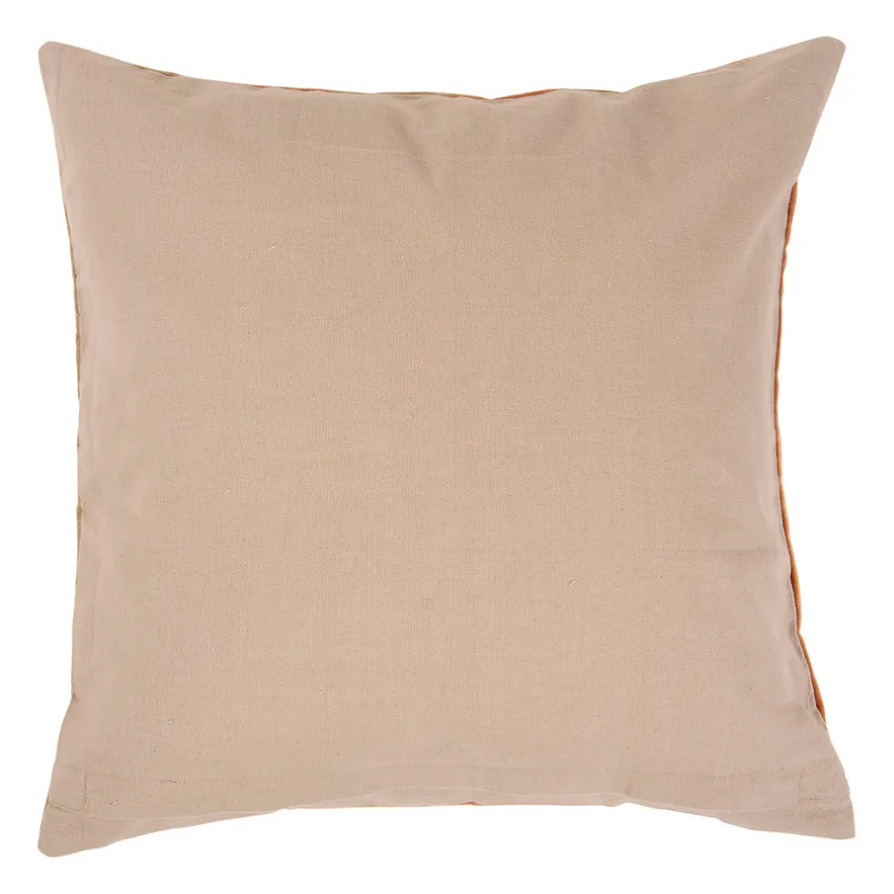 Housse de coussin en velours coton rayé écru et terracotta 45x45cm - Klosen