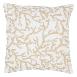 Housse de coussin motif coreil blanc et beige 45x45cm - estran