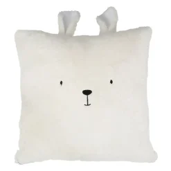 Housse de coussin ourson en velours écru 45x45cm - Songes