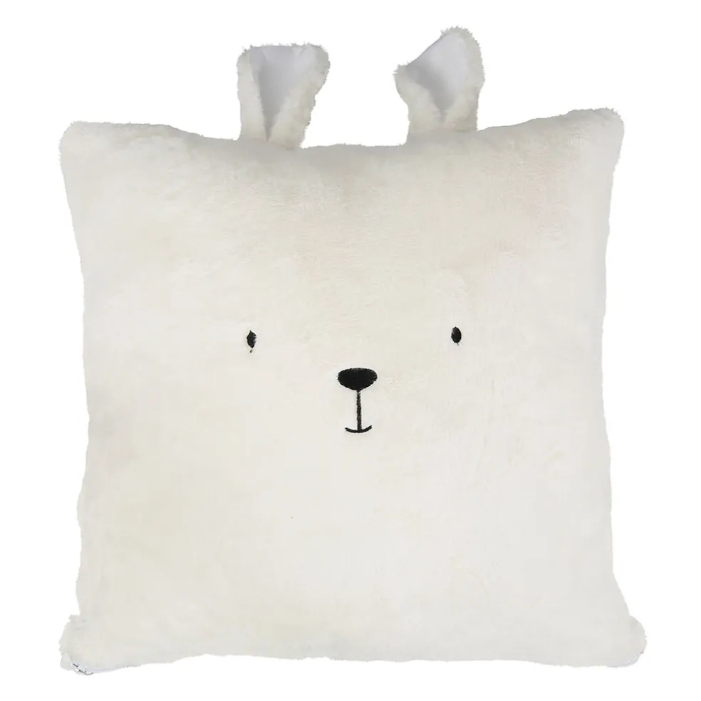 Housse de coussin ourson en velours écru 45x45cm - Songes