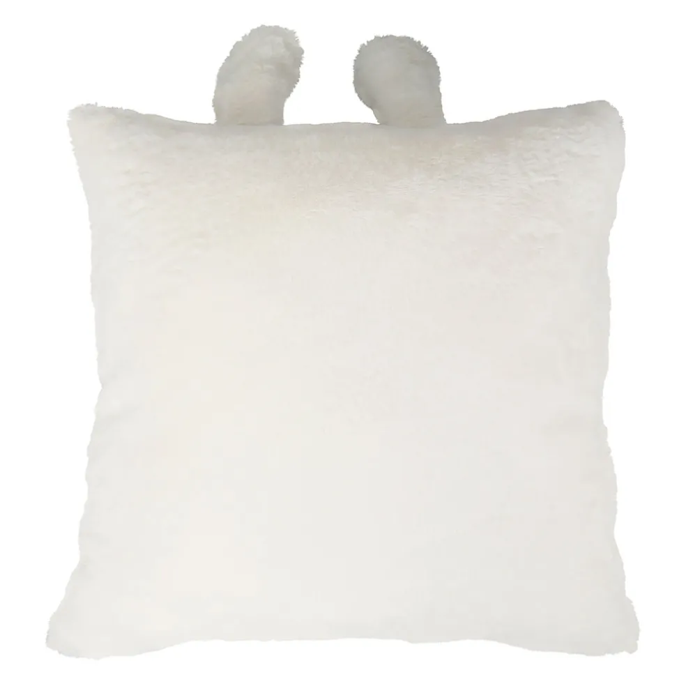 Housse de coussin ourson en velours écru 45x45cm - Songes
