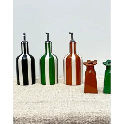 Huilier en faïence rayé marron h22cm