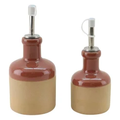 Huilier et vinaigrier en grès tomette 27.5cl/17.5cl - Jade