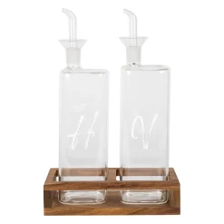 Huilier vinaigrier en verre borosilicate blanc avec support 45cl - Voidita