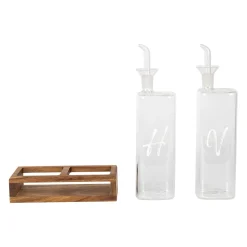 Huilier vinaigrier en verre borosilicate blanc avec support 45cl - Voidita