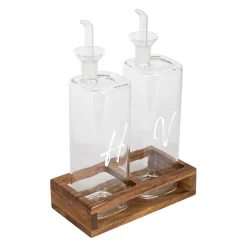 Huilier vinaigrier en verre borosilicate blanc avec support 45cl - Voidita