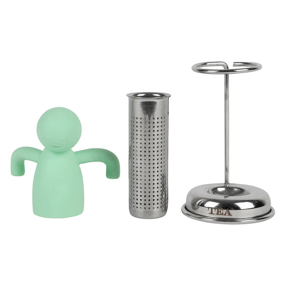 Infuseur thé en inox vert d'eau - Bonhomme