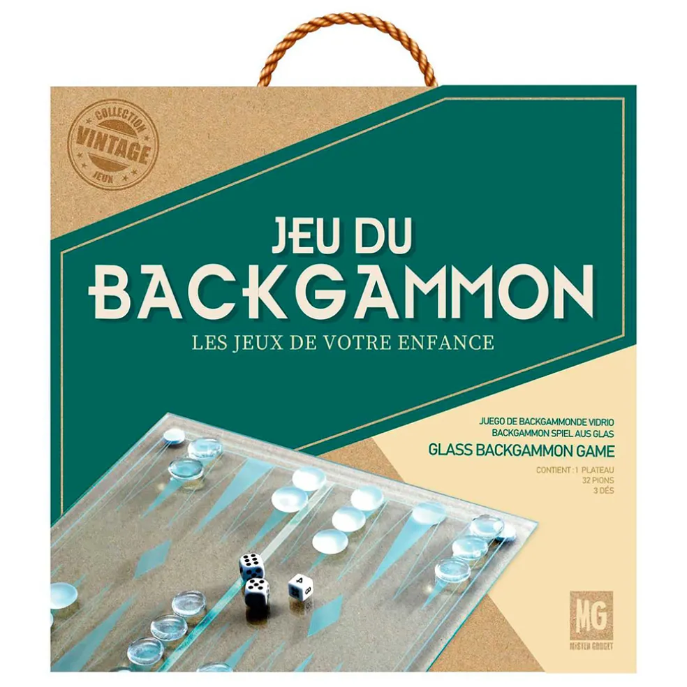 Jeu de backgammon en verre 28x28cm