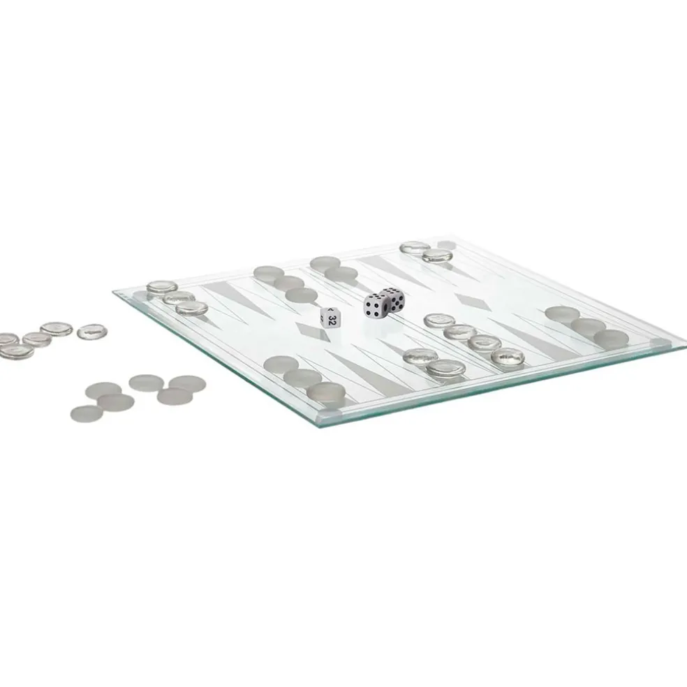 Jeu de backgammon en verre 28x28cm