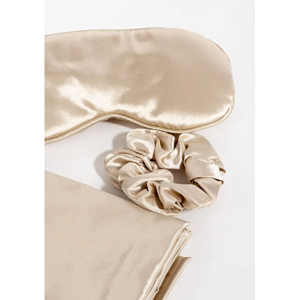 Kit de sommeil en satin champagne
