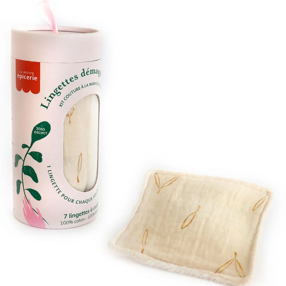 Kit lingettes démaquillantes écru et or