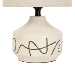 Lampe en porcelaine et lin h33cm beige - visionnary