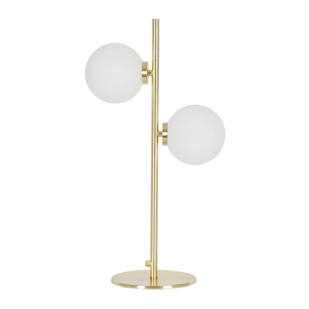 Lampe 2 globes en verre opaline doré - edmond