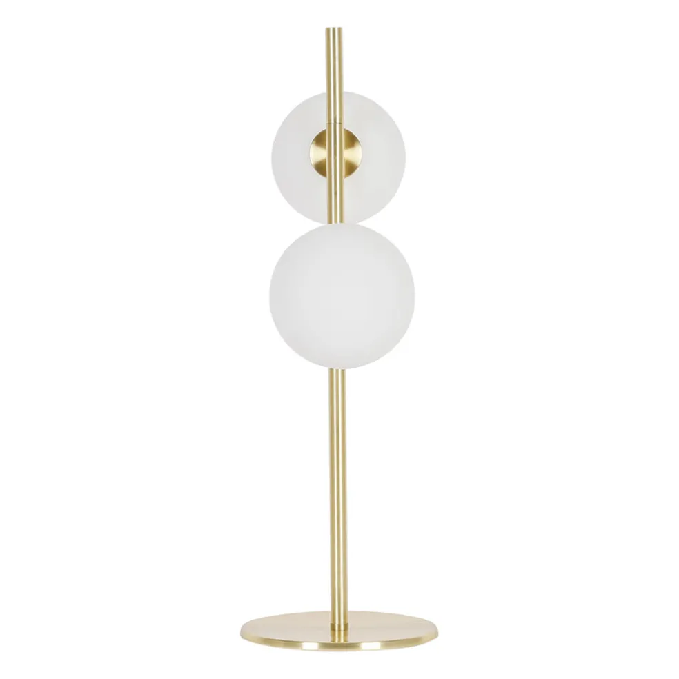 Lampe 2 globes en verre opaline doré - edmond