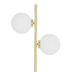Lampe 2 globes en verre opaline doré - edmond