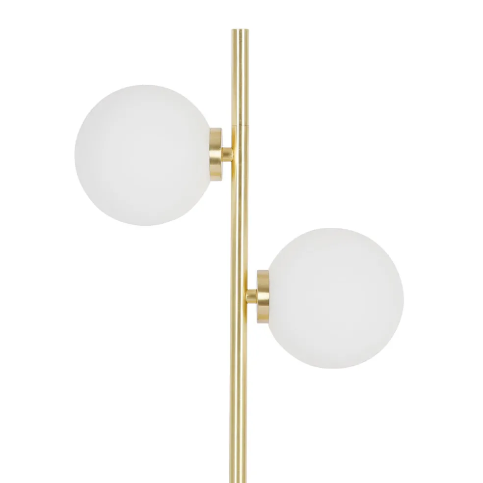 Lampe 2 globes en verre opaline doré - edmond