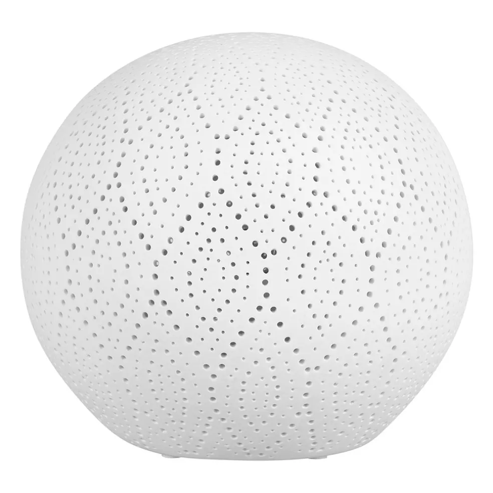 Lampe boule dentelle blanche en porcelaine