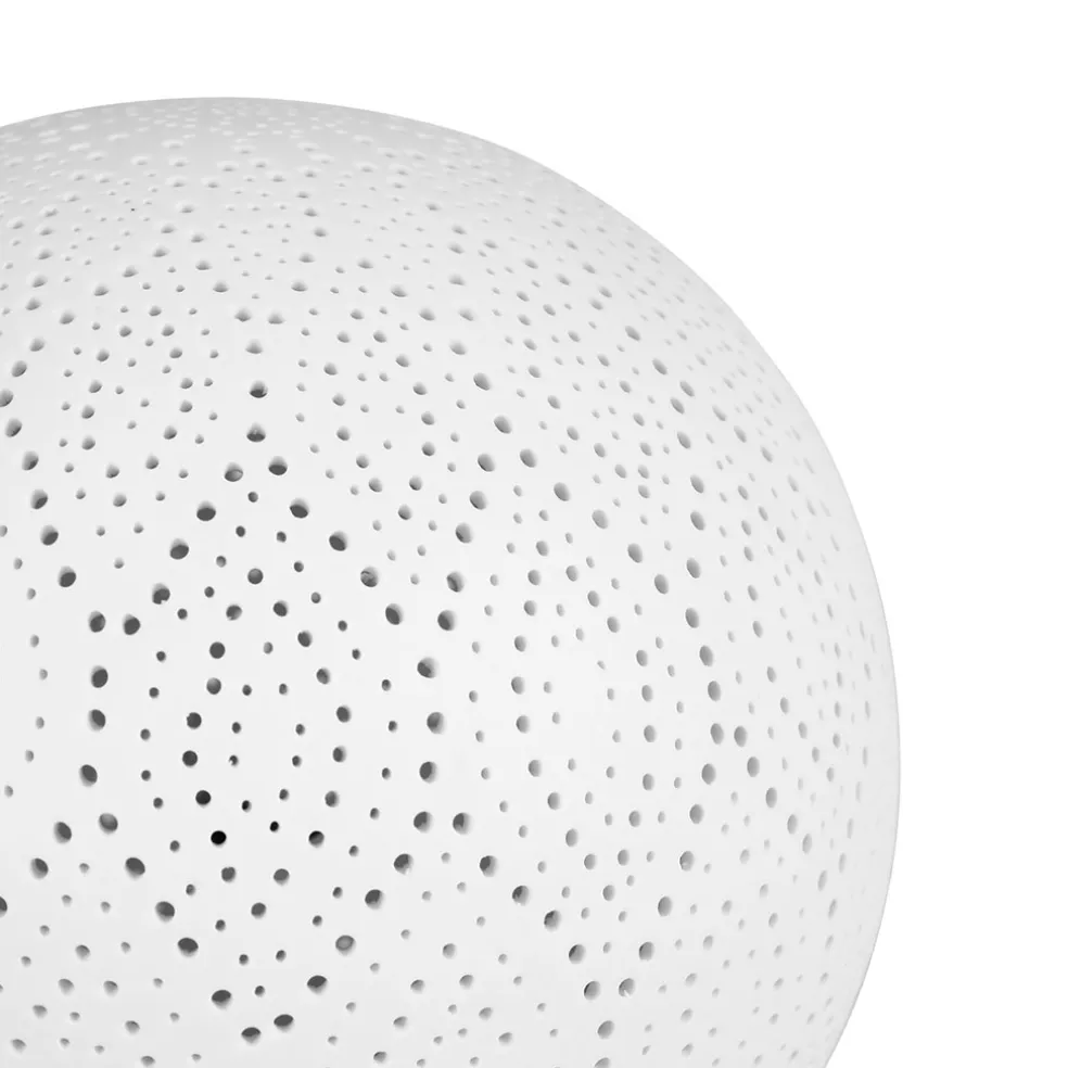 Lampe boule dentelle blanche en porcelaine