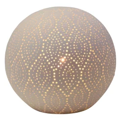 Lampe boule dentelle blanche en porcelaine