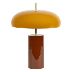 Lampe champignon en fer brun et moutarde h40cm - Arty