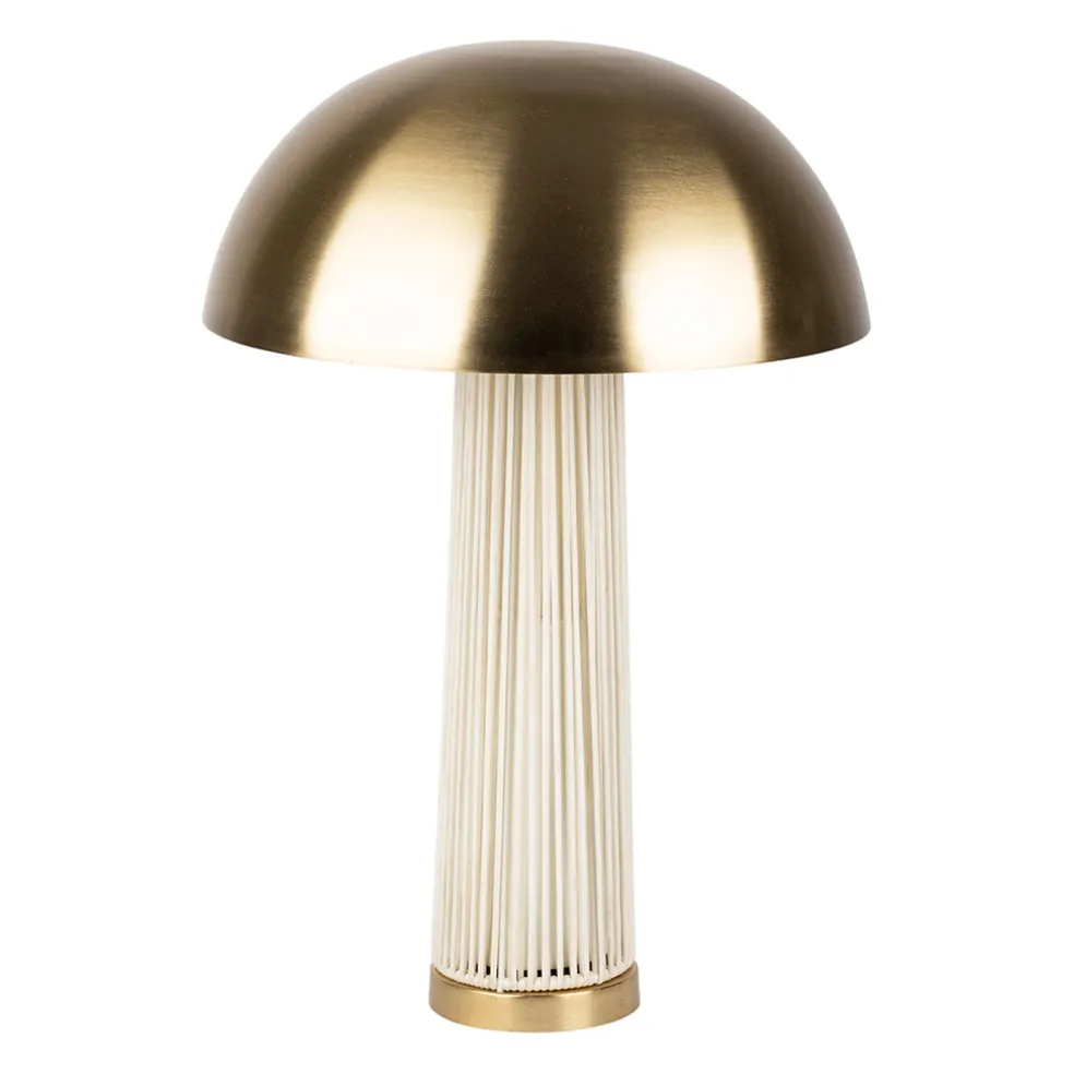 Lampe champignon en fer et nylon h58cm blanc et doré - Champart