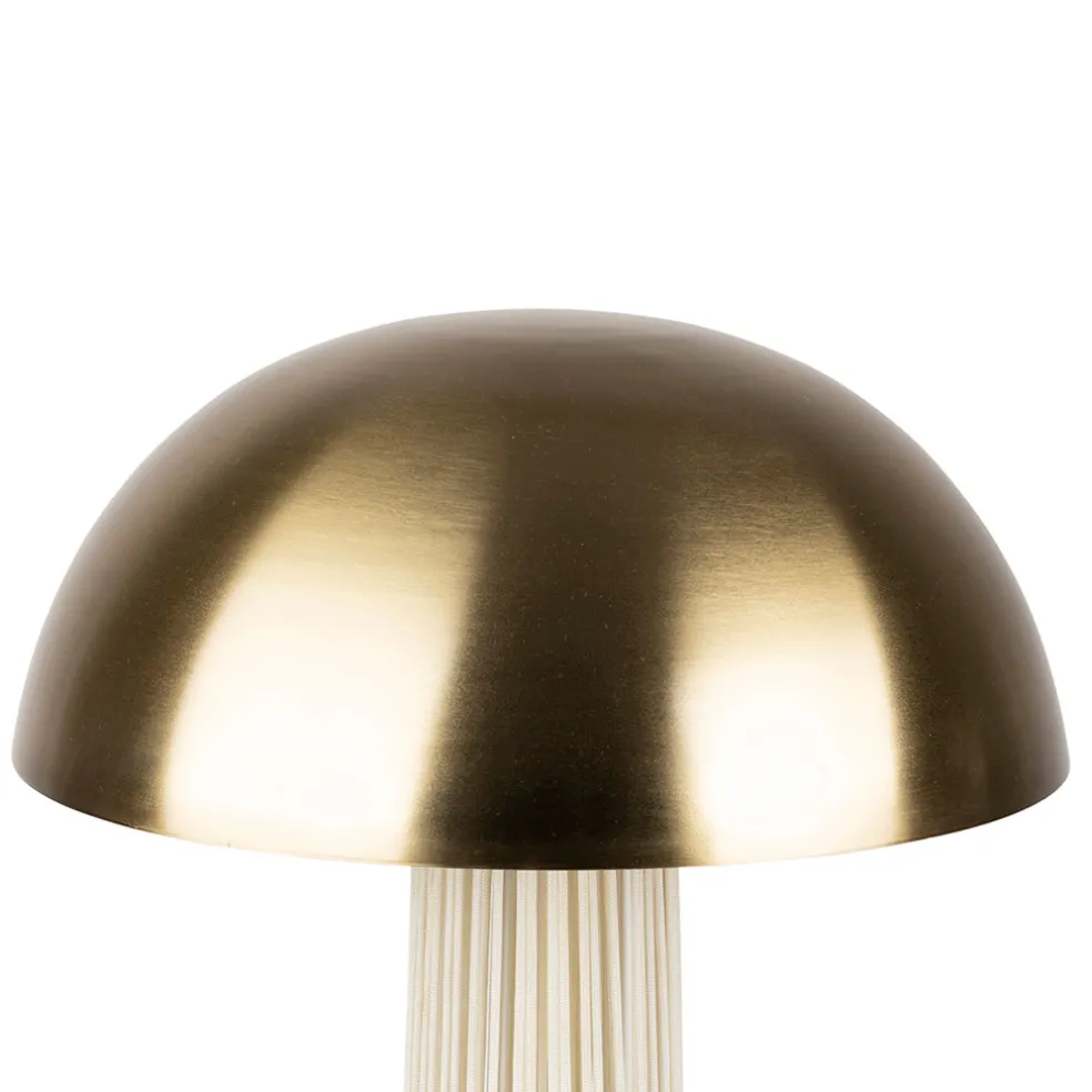 Lampe champignon en fer et nylon h58cm blanc et doré - Champart