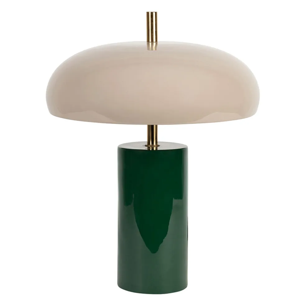 Lampe champignon en fer émeraude et écru h40cm - Arty