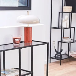 Lampe champignon en fer orange d30xh40cm - Arty