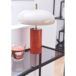 Lampe champignon en fer orange d30xh40cm - Arty