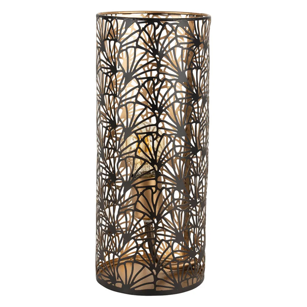 Lampe cylindre en fer h36cm noir et doré - flaural