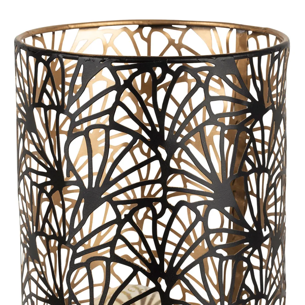 Lampe cylindre en fer h36cm noir et doré - flaural