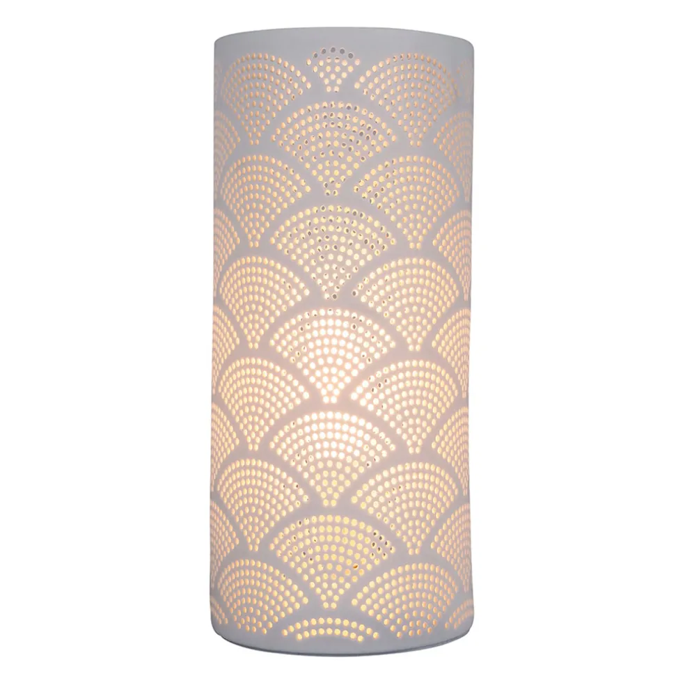 Lampe cylindre en porcelaine h27.5cm blanc - mandarin