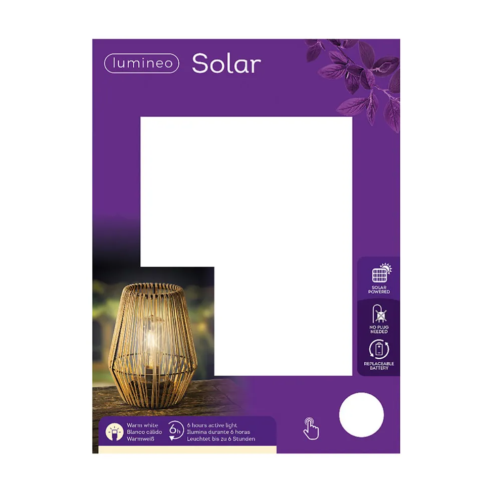 Lampe d'extérieur en résine tresée naturel h23cm