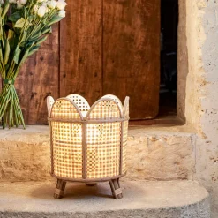 Lampe en bambou et sapin naturel h30cm - Ladret