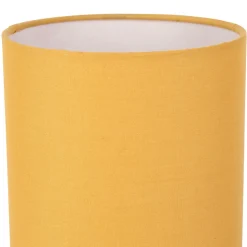 Lampe en bois d'hévéa et coton naturel et moutarde h24cm - Filen