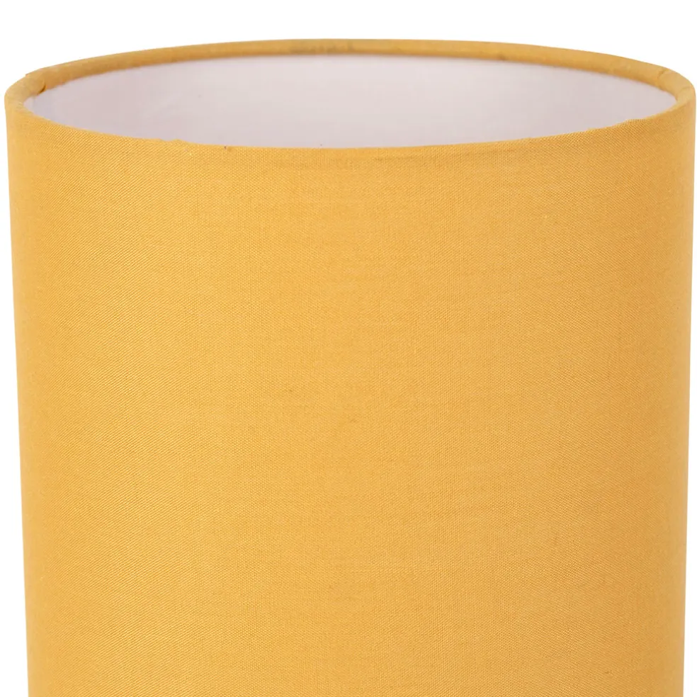Lampe en bois d'hévéa et coton naturel et moutarde h24cm - Filen