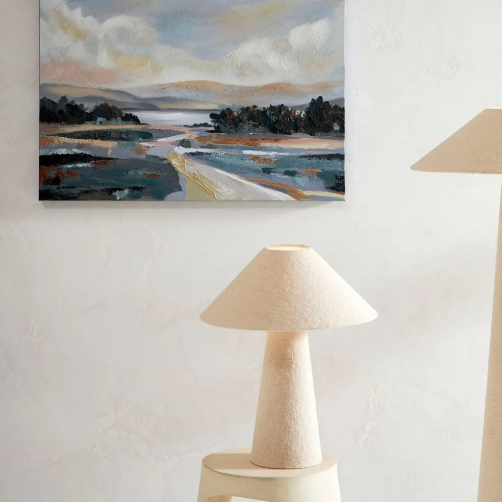 Lampe en coton et fer blanc cassé h46cm - Calypsa