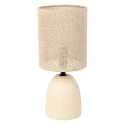 Lampe en céramique écru et lin naturel - Jadea