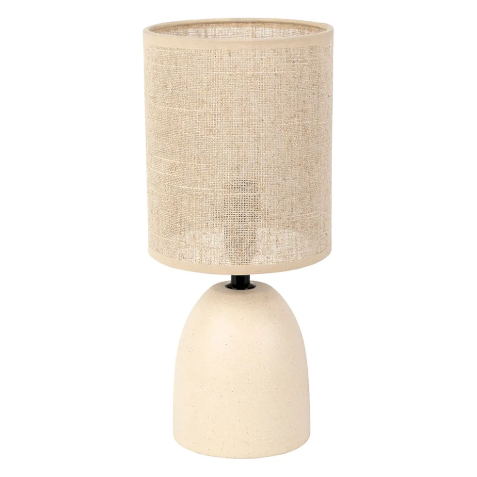 Lampe en céramique écru et lin naturel - Jadea